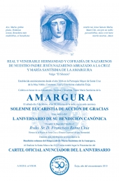 CONVOCATORIA EUCARISTIA ACCION DE GRACIAS L ANIVERSARIO MARIA SANTISIMA DE LA AMARGURA
